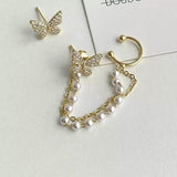 Single Chain Butterfly Cuff Earrings