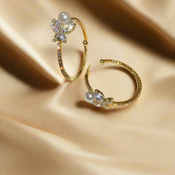 Crystal Butterfly Hoop Earrings
