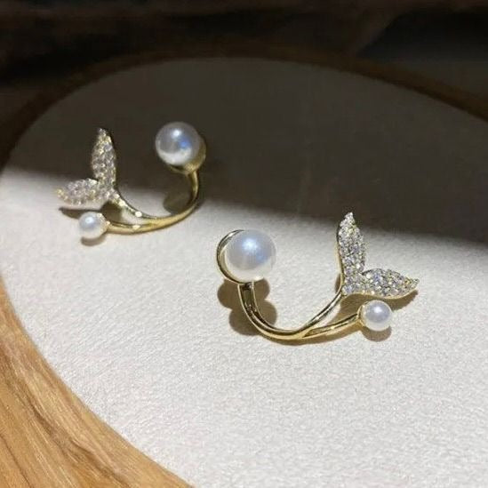Stone Fishtail Studs Earrings