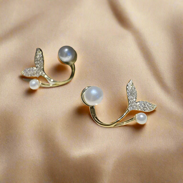 Stone Fishtail Studs Earrings