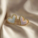 Pearl Heart Stud Earrings