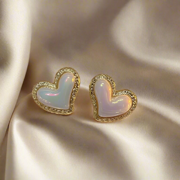 Pearl Heart Stud Earrings