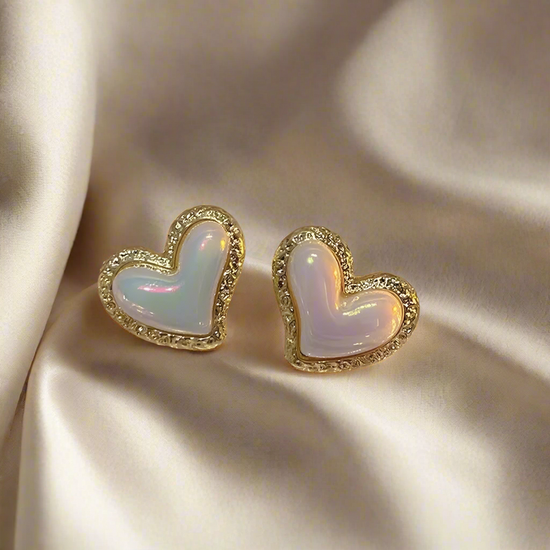 Pearl Heart Stud Earrings
