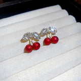Rhinestone Cherry Earrings