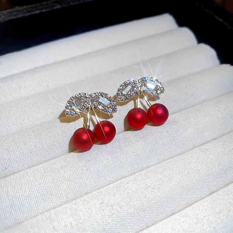 Rhinestone Cherry Earrings