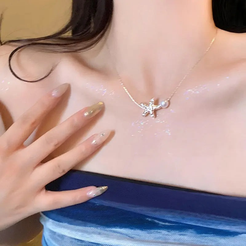 Trendy Starfish Pearl Necklace