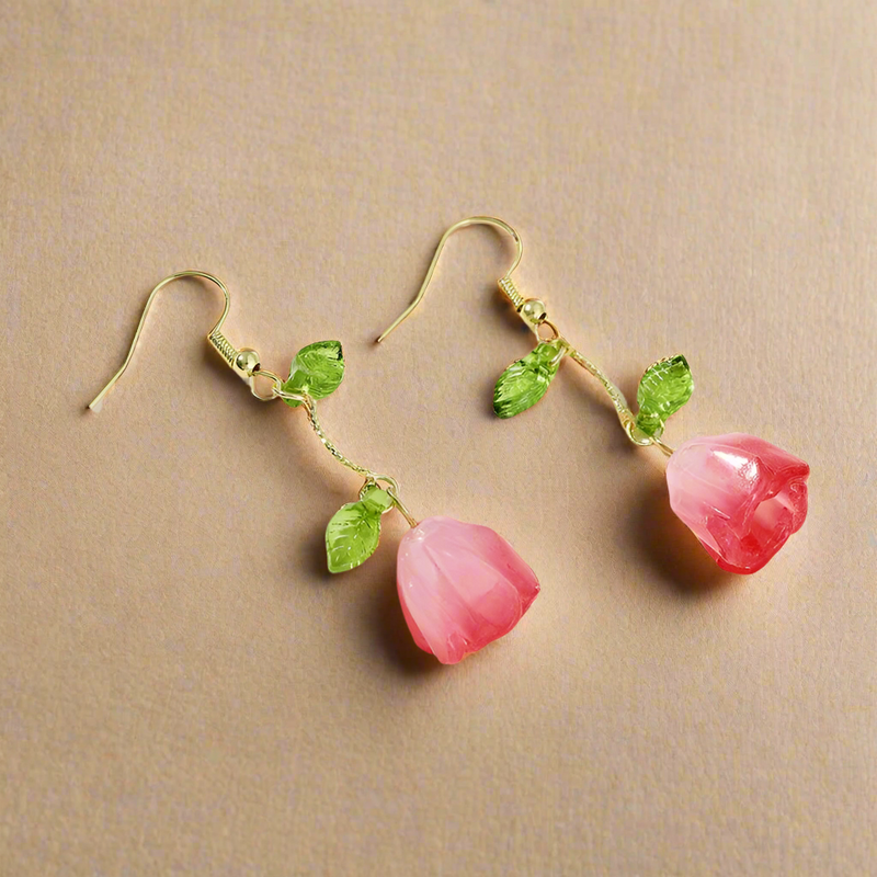 Leaf & Tulip Hanging Earrings