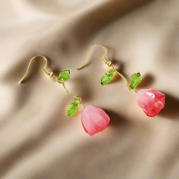 Leaf & Tulip Hanging Earrings