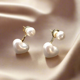 Simple Pearl Heart Earrings