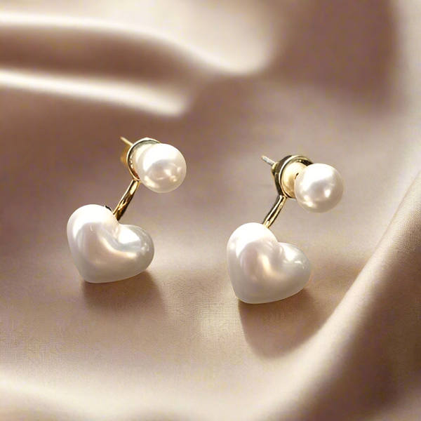 Simple Pearl Heart Earrings