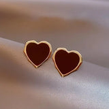 Maroon Heart Studs