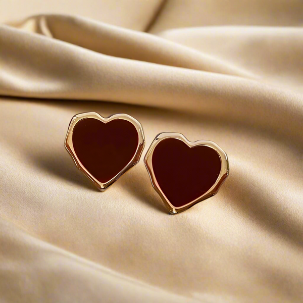 Maroon Heart Studs