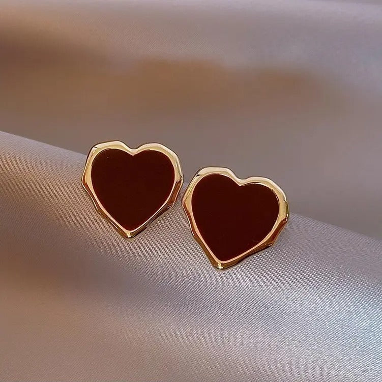 Maroon Heart Studs