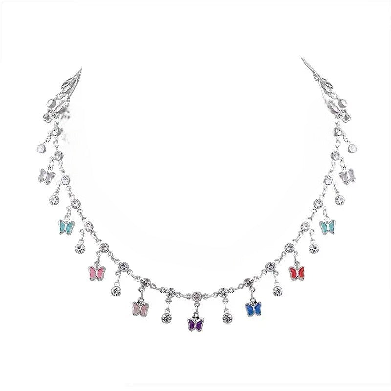 Multicolor Butterfly Charms  Choker Necklace