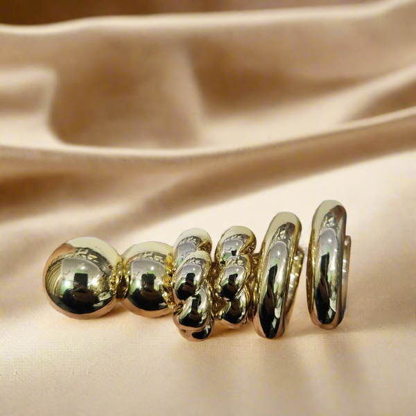 3pairs Gold Chunky Earrings Combo Card