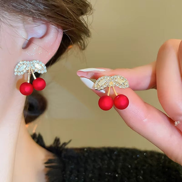 Rhinestone Cherry Earrings
