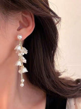 Lily Flower Tassel Long Earrings