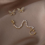 Single Chain Butterfly Cuff Earrings
