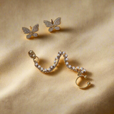 Single Chain Butterfly Cuff Earrings