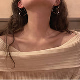 Silver Big Heart Hoop Earrings