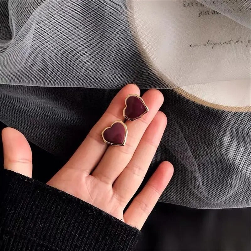 Maroon Heart Studs
