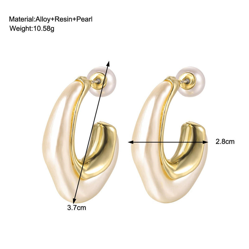 Irregular C Shaped Pearl Earrings