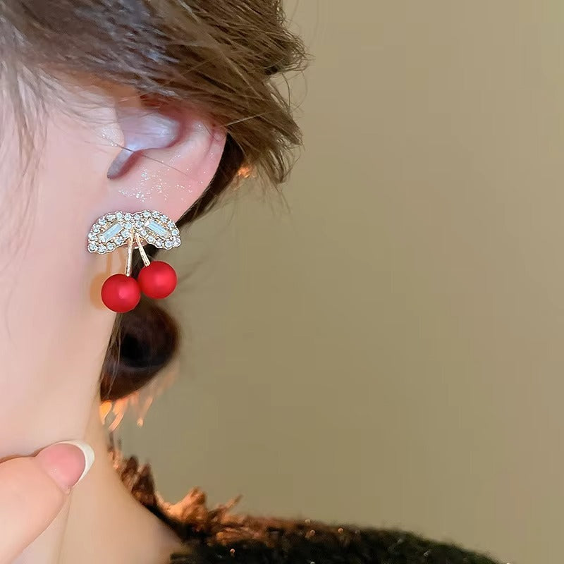 Rhinestone Cherry Earrings