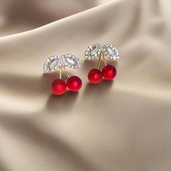 Rhinestone Cherry Earrings
