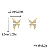White Enamel & Stone Butterfly Stud Earrings