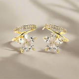 Micro Zircon Inlaid Crystal Flower Stud Earrings